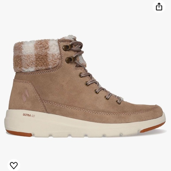 Sketchers Suede Ultra GO Plaid Collar Lace Up Hiker Boots - Picture 3 of 5